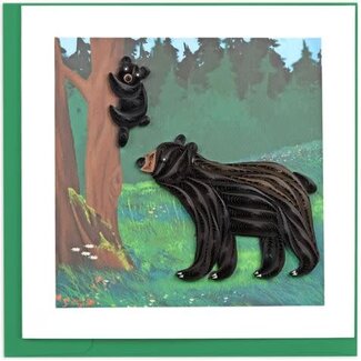 Vietnam Quilling Card - Black Bear & Cub