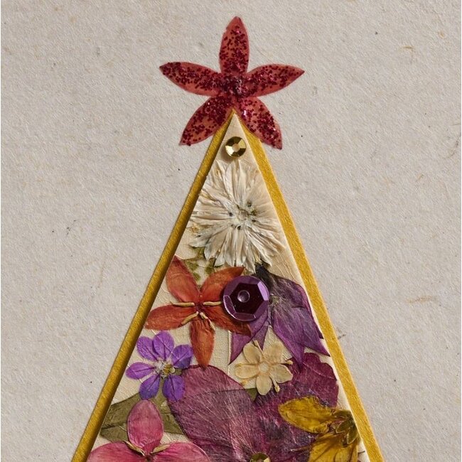 Pressed Flower Christmas Tree Card