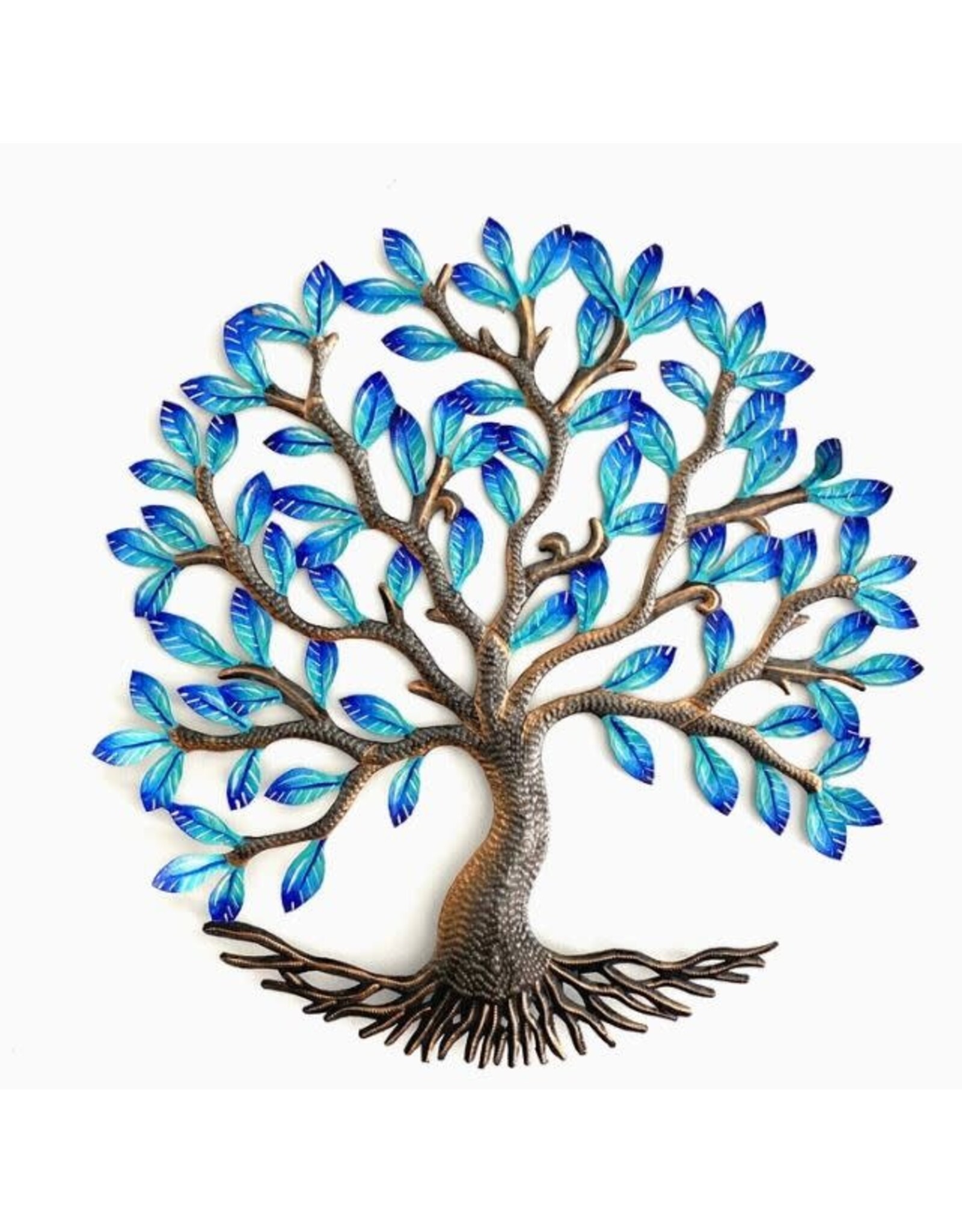 Haiti Large Electric Blue Tree of Life Cut Metal, Haiti