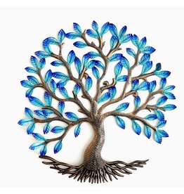 Haiti Large Electric Blue Tree of Life Cut Metal, Haiti