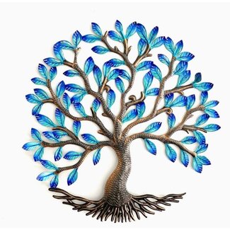 Haiti Large Electric Blue Tree of Life Cut Metal Haiti Large Electric Blue Tree of Life Cut Metal
