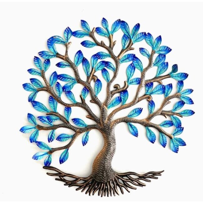 Large Electric Blue Tree of Life Cut Metal