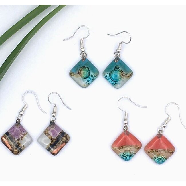 Small Glass Earrings - Diamond