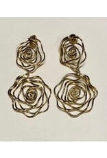 Cambodia Bombshell Brass Rose Earrings, Cambodia