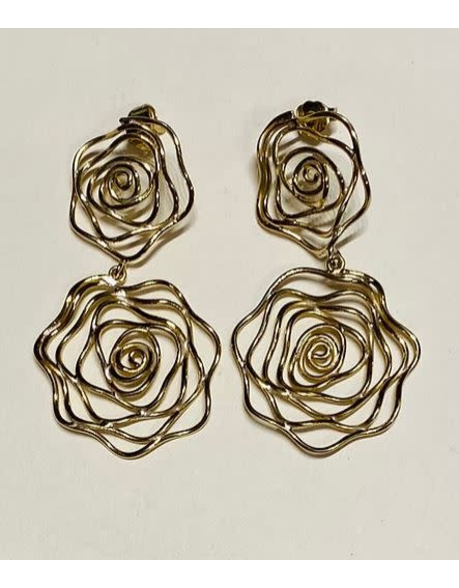 Cambodia Bombshell Brass Rose Earrings, Cambodia