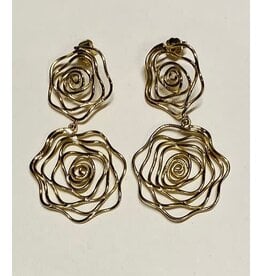 Cambodia Bombshell Brass Rose Earrings, Cambodia