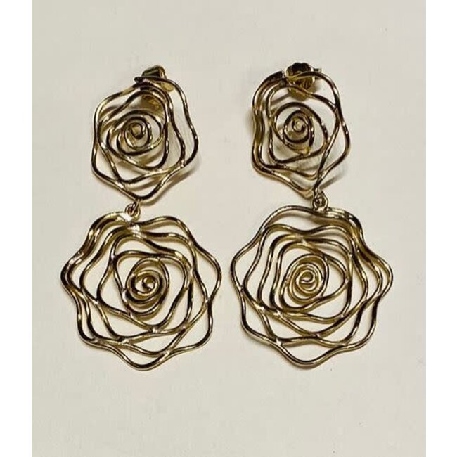 Bombshell Brass Rose Earrings