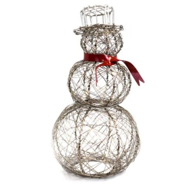 Wire Snowman w/ Red Scarf