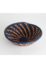 Uganda Navy & Orange Raffia Basket (8"), Uganda