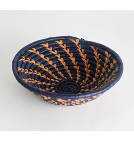 Uganda Navy & Orange Raffia Basket (8"), Uganda