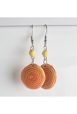 Uganda Spiral Paper Bead Earrings, Uganda Yellow/Orange