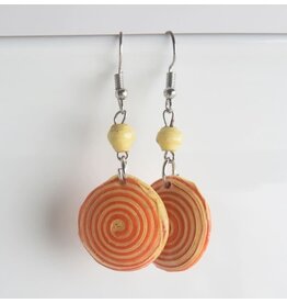 Uganda Spiral Paper Bead Earrings, Uganda Yellow/Orange