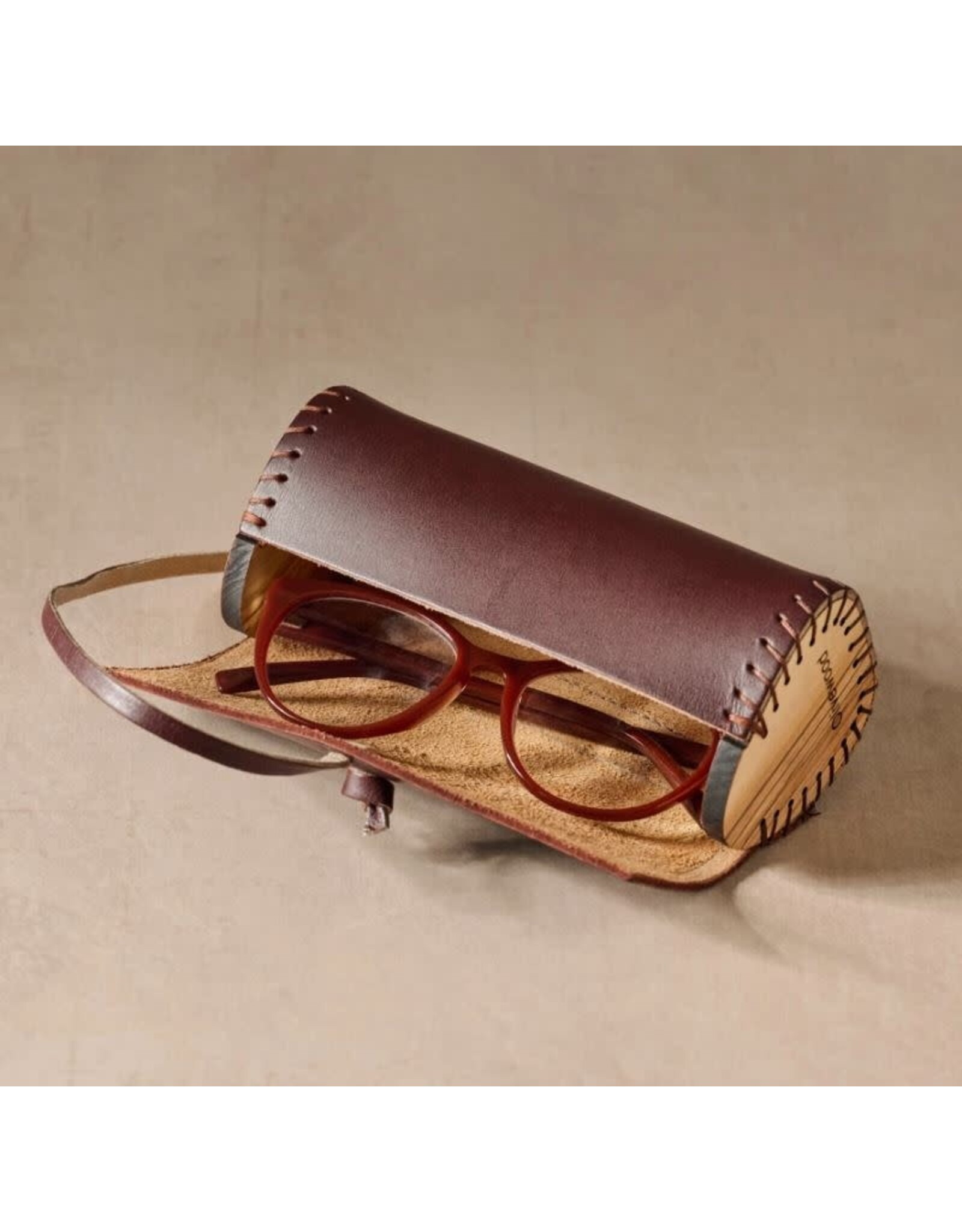 Palestine Asif Leather & Olive Wood Eyeglass Case, Palestine