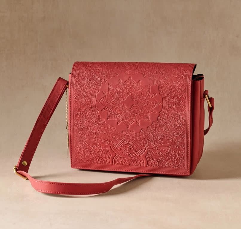 Kohra Embossed Leather Crossbody Bag India Village Goods