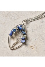 India Lapis Tree Pendant Necklace, India