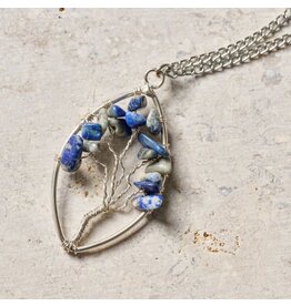 India Lapis Tree Pendant Necklace, India