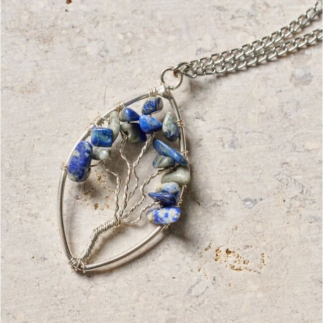 Lapis Tree Pendant Necklace