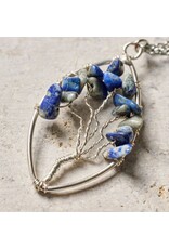 India Lapis Tree Pendant Necklace, India