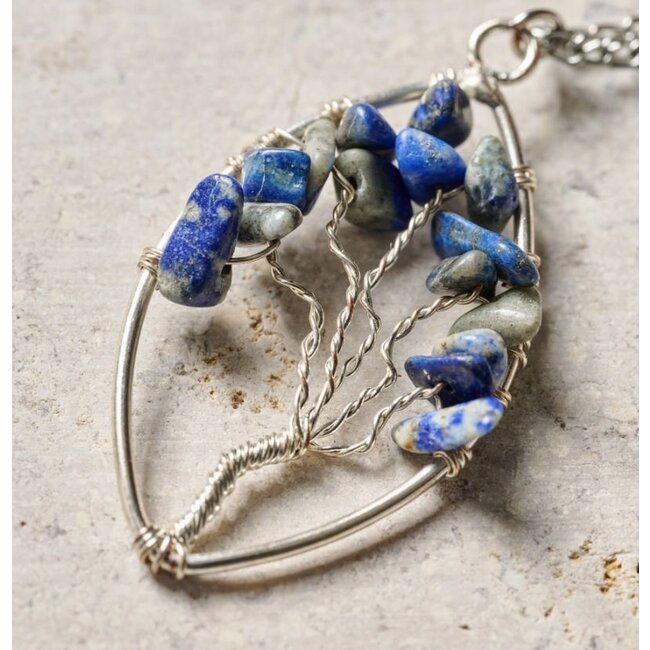 Lapis Tree Pendant Necklace