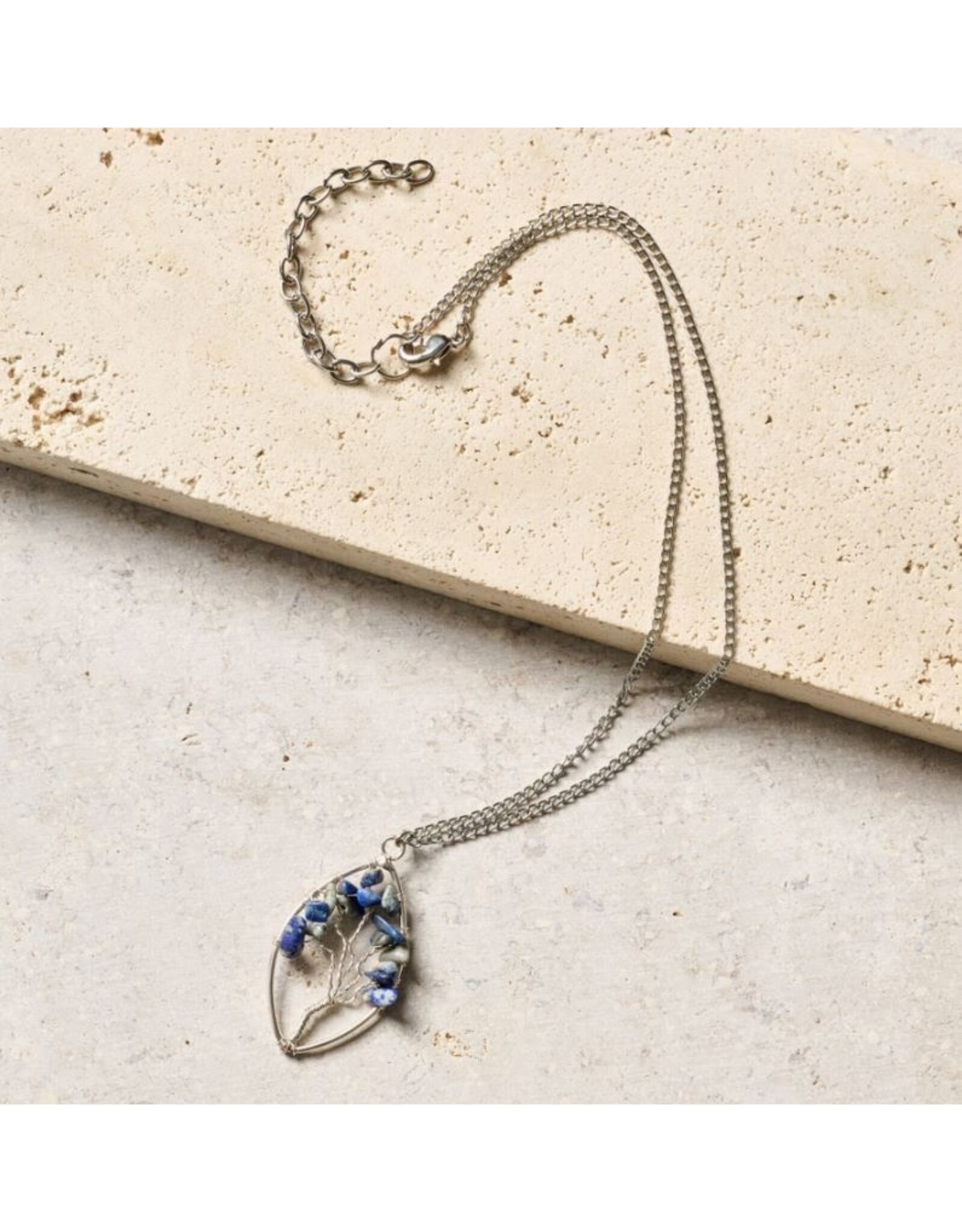 India Lapis Tree Pendant Necklace, India
