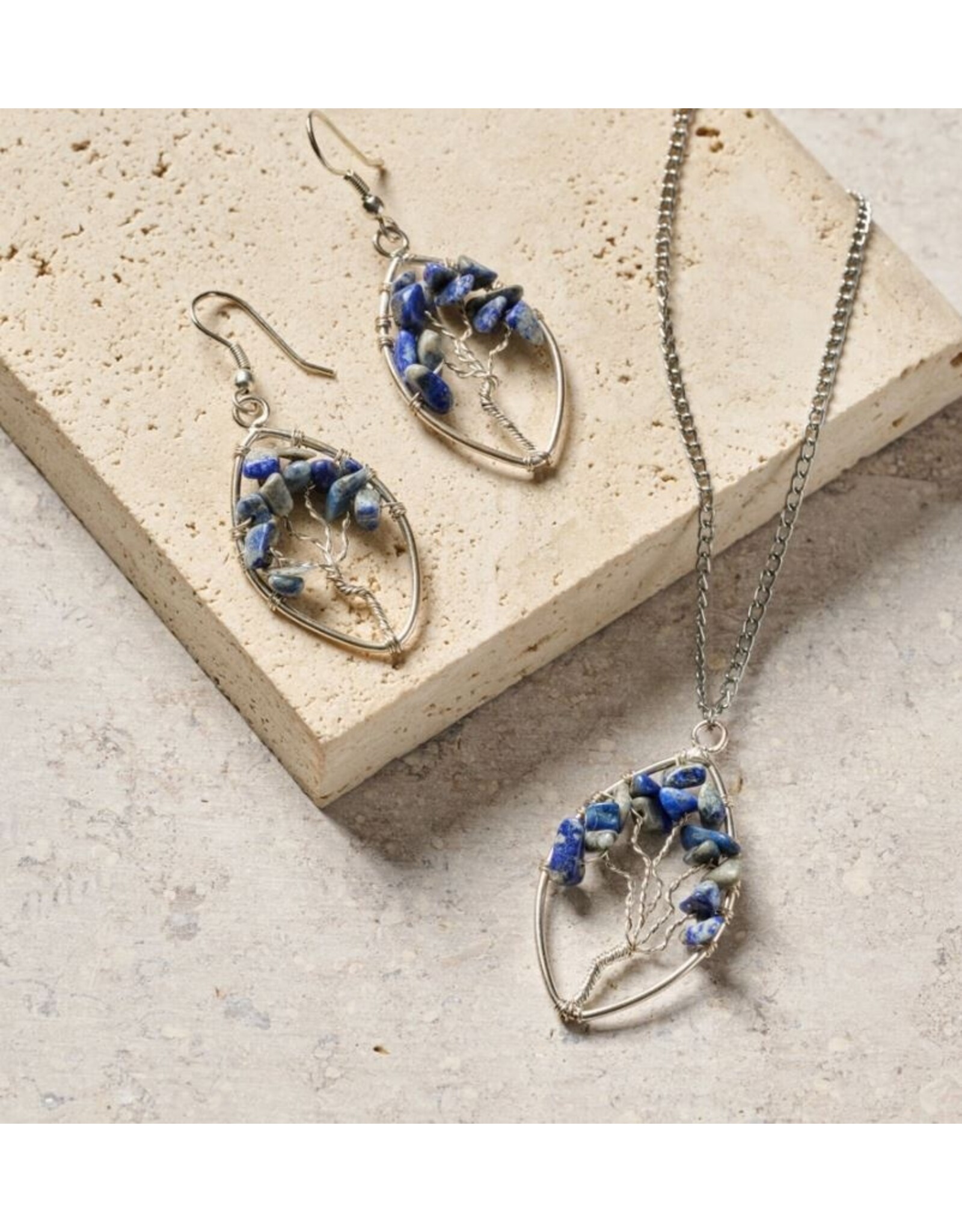 India Lapis Tree Pendant Necklace, India