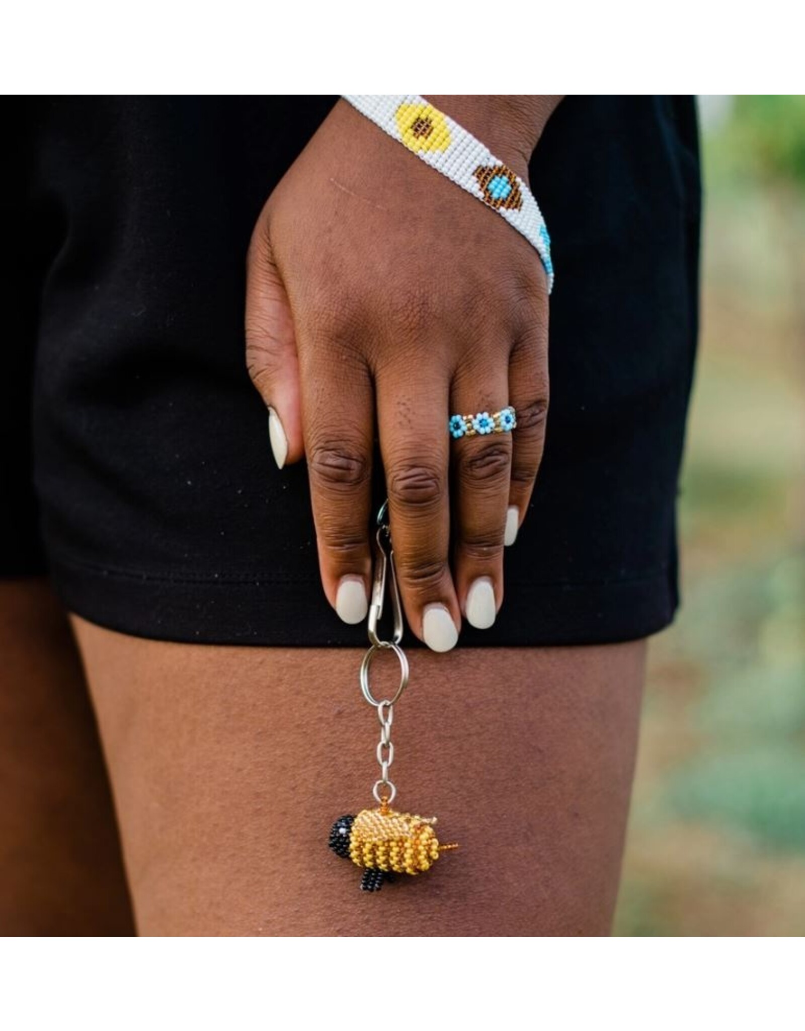 Guatemala Beaded Keychain - Bee, Guatemala