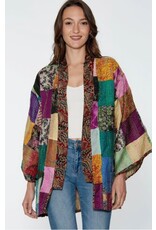 India Patchwork Style Reversible Silk Kantha Kimono Jacket, India