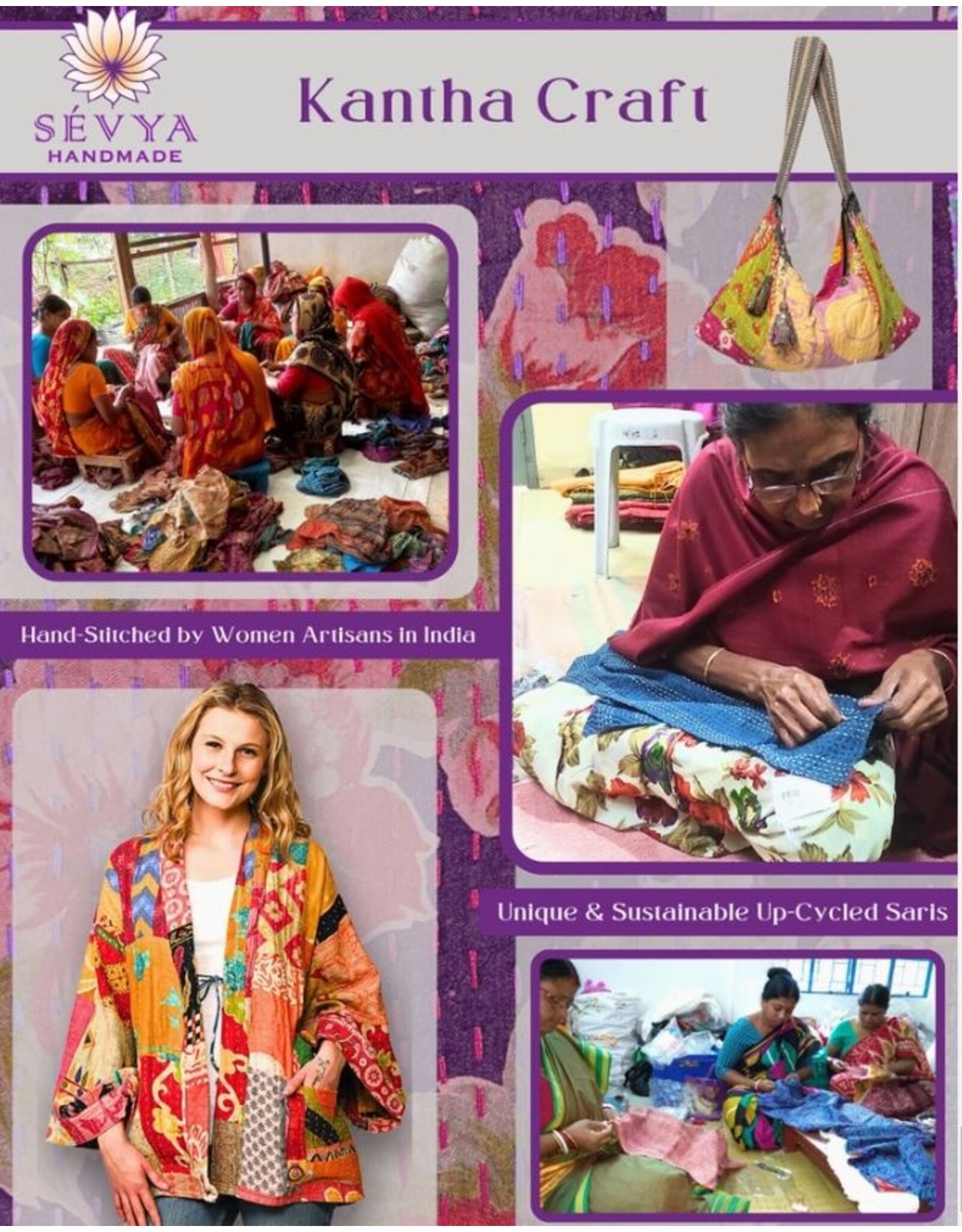 India Patchwork Style Reversible Silk Kantha Kimono Jacket, India