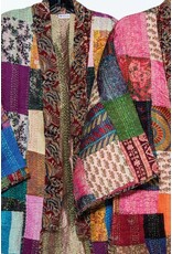 India Patchwork Style Reversible Silk Kantha Kimono Jacket, India