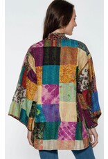 India Patchwork Style Reversible Silk Kantha Kimono Jacket, India