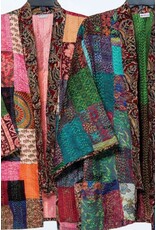 India Patchwork Style Reversible Silk Kantha Kimono Jacket, India