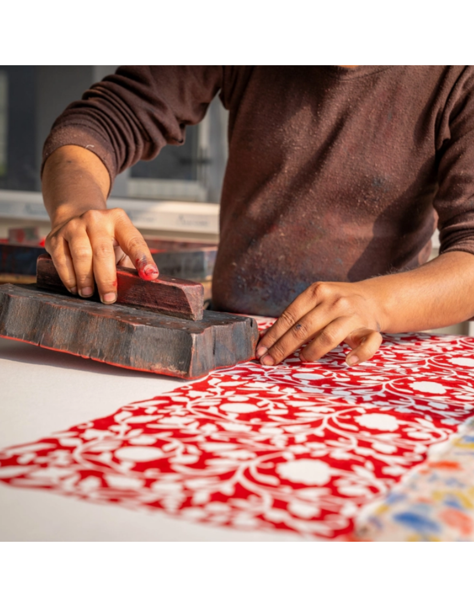 India Floral Blooms Tablecloth - Red (60" square), India