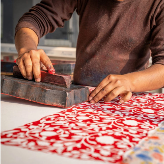 Floral Blooms Tablecloth - Red (60" Square)