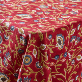 India Floral Blooms Tablecloth - Red (60" Square)
