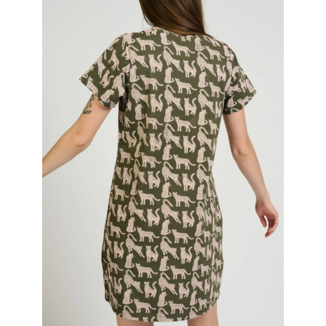CLEARANCE Shirt Dress in Leopard Green