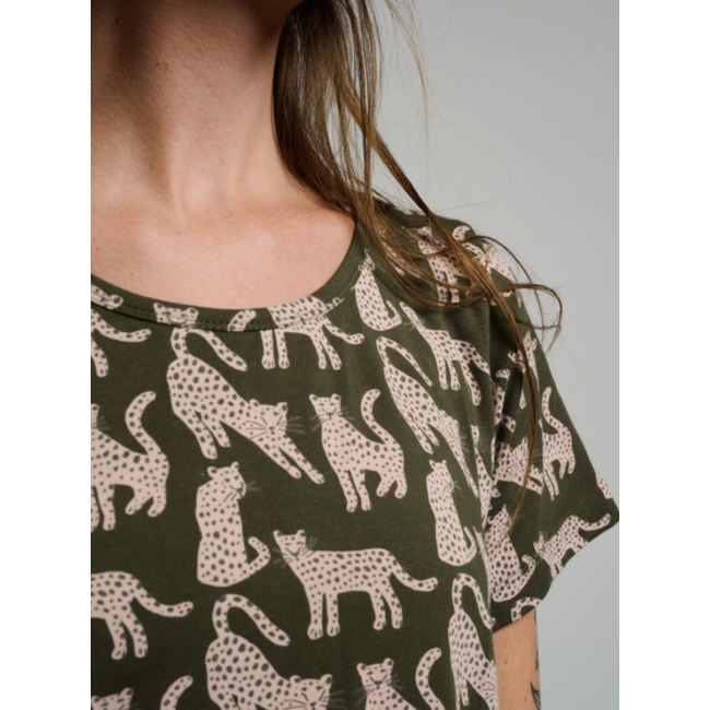 CLEARANCE Shirt Dress in Leopard Green