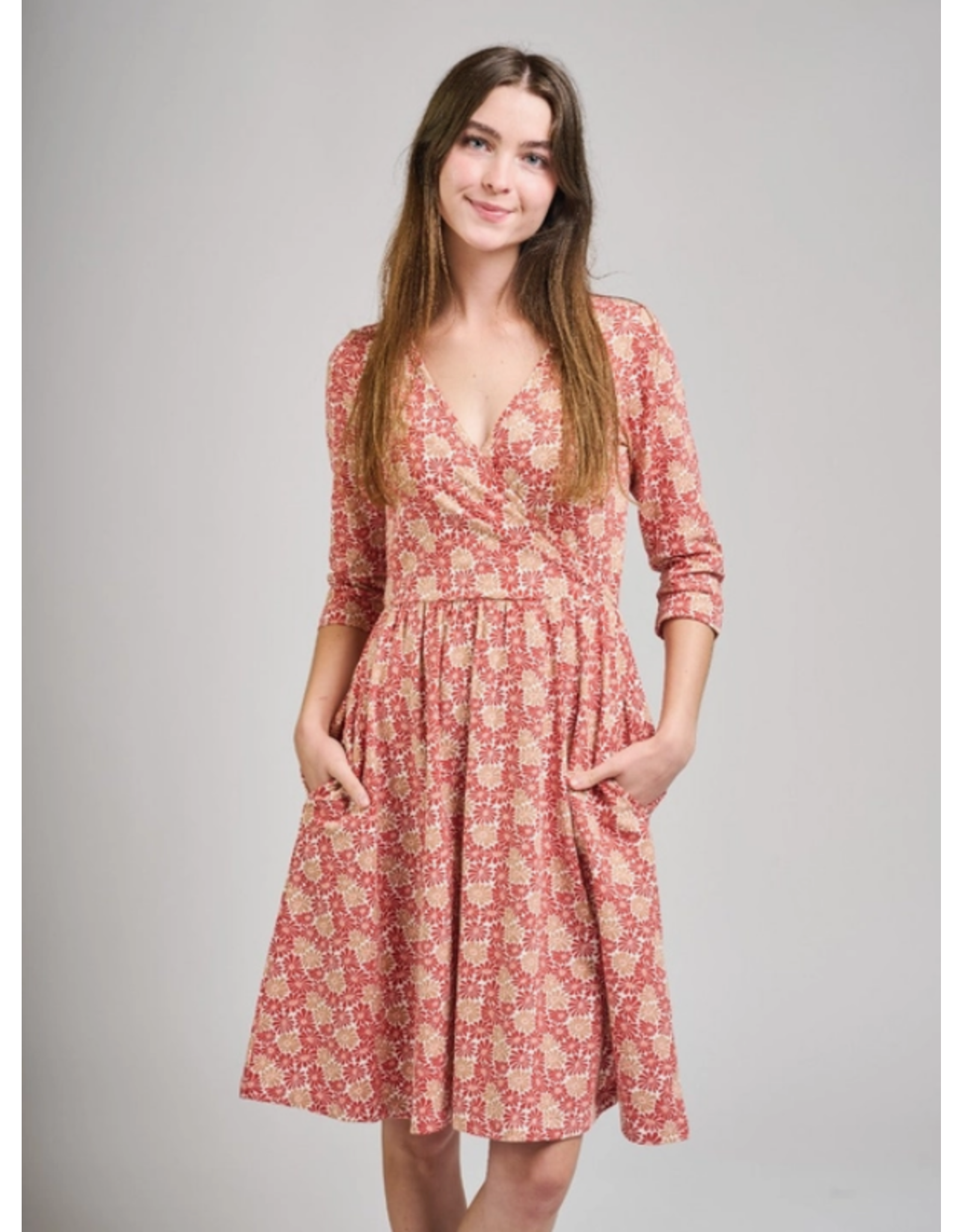 India Callie Wrap Dress in Matisse Vermillion, India