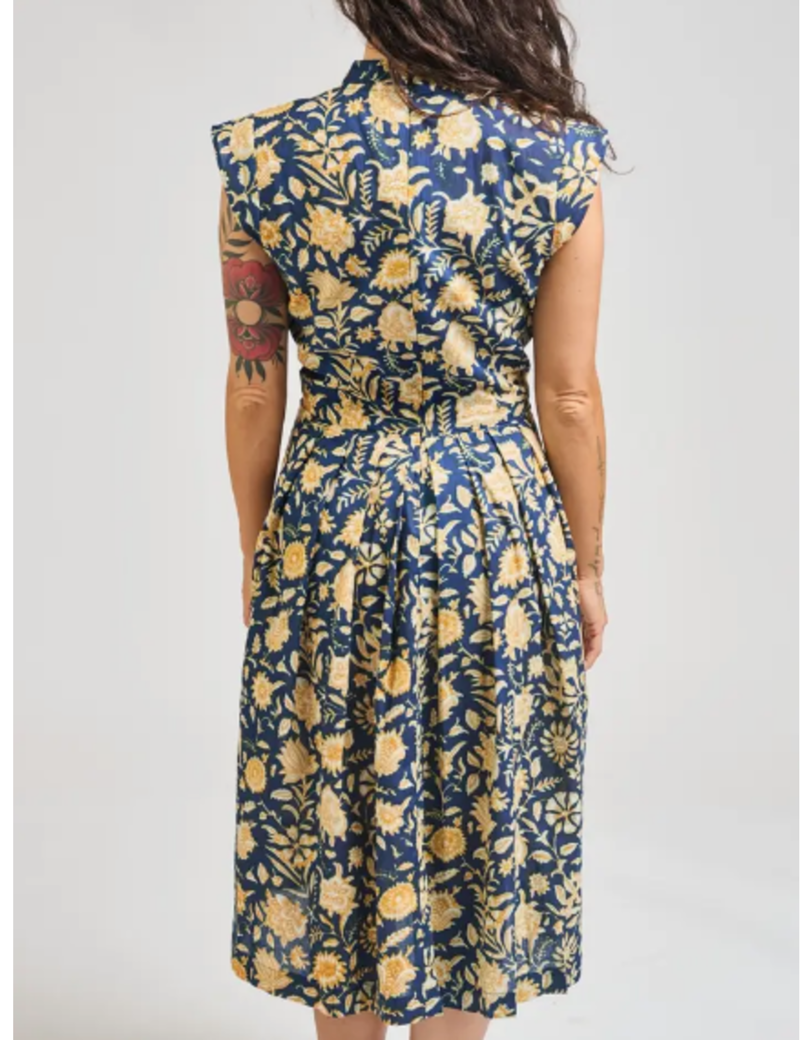 India Lucille Dress in Navy Botanical, India