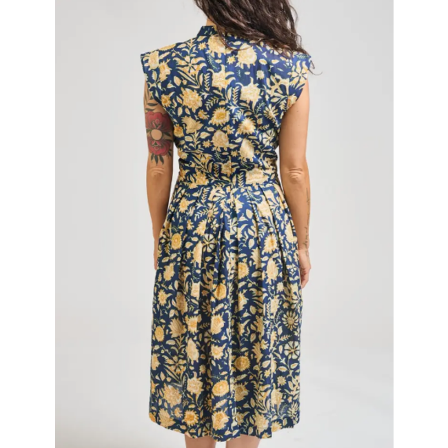 Lucille Dress in Navy Botanical