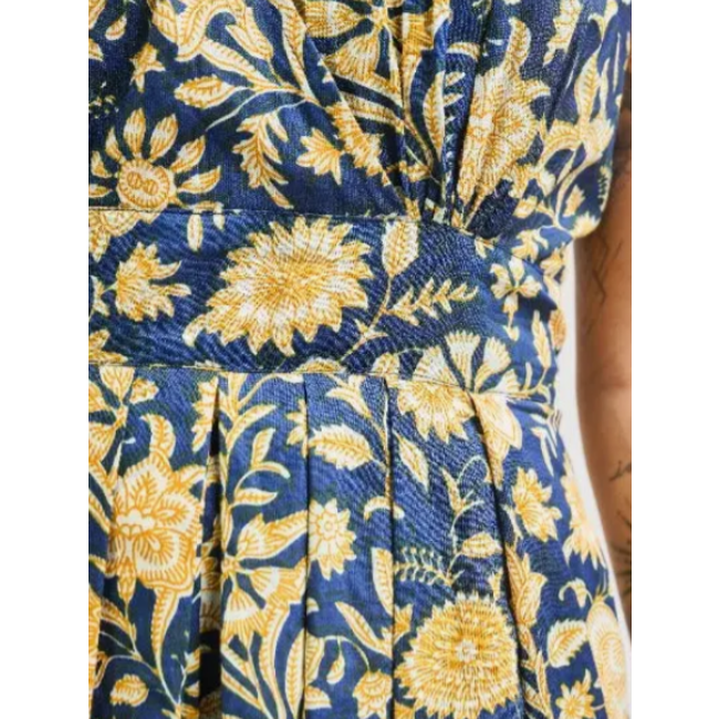 CLEARANCE Lucille Dress in Navy Botanical 3X