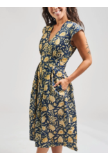 India Lucille Dress in Navy Botanical, India