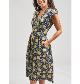 India Lucille Dress in Navy Botanical, India