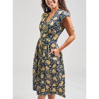 India Lucille Dress in Navy Botanical