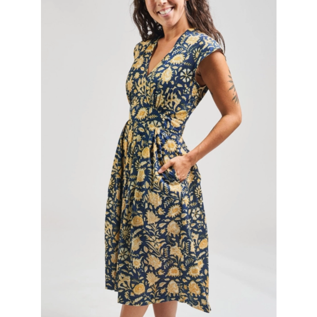 Lucille Dress in Navy Botanical