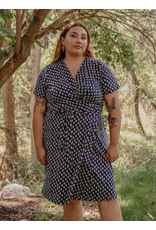 India Katie Wrap Dress in Micro Floral Navy, India