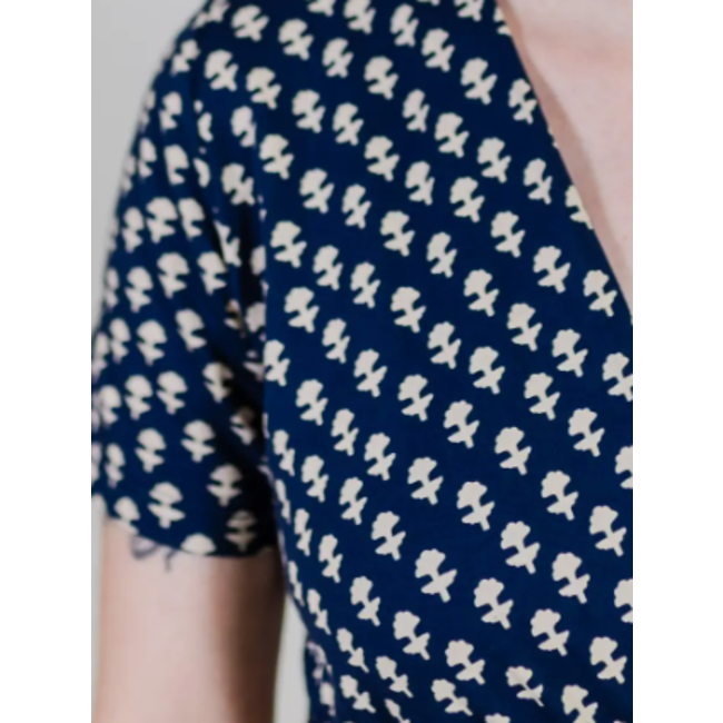 CLEARANCE Katie Wrap Dress in Micro Floral Navy