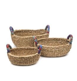 India Sari Handle Table Basket, India