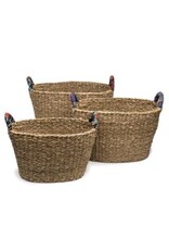 India Sari Handle Floor Basket, India