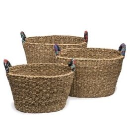 India Sari Handle Floor Basket, India