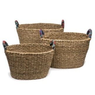India Sari Handle Floor Basket